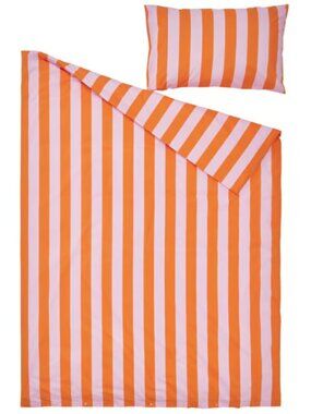 SLÅNHÖSTMAL 705.752.97/70575297 Duvet cover and pillowcase(s), orange/pink